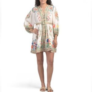 DALIA MACPHEE Long Sleeve Mini Floral Dress With Belt